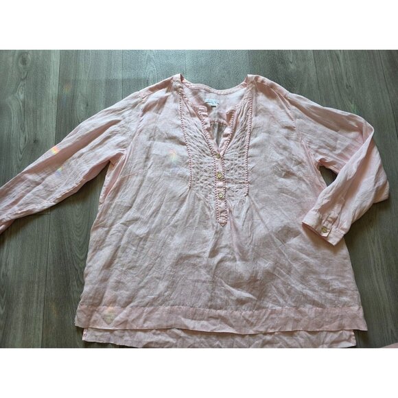 J. Jill Womens 100% Linen Pink Blouse With Button Details Size 2X - Picture 4 of 8